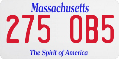 MA license plate 275OB5