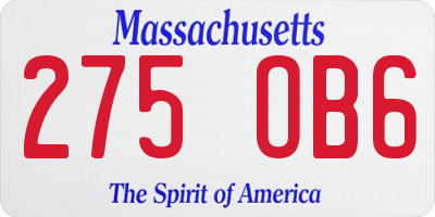MA license plate 275OB6