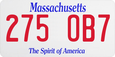 MA license plate 275OB7