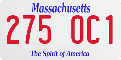 MA license plate 275OC1