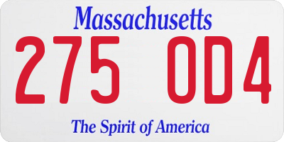 MA license plate 275OD4