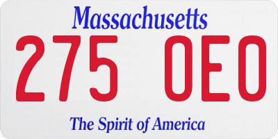 MA license plate 275OE0