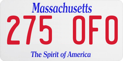 MA license plate 275OF0