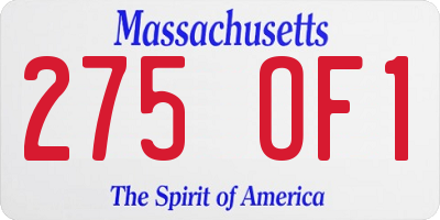 MA license plate 275OF1