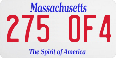 MA license plate 275OF4