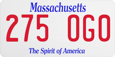 MA license plate 275OG0