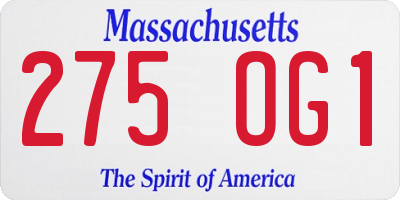 MA license plate 275OG1