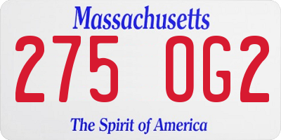 MA license plate 275OG2