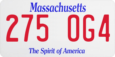 MA license plate 275OG4