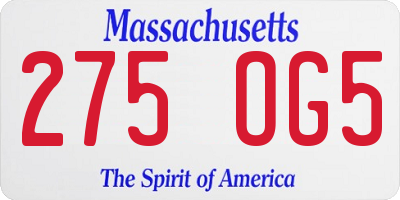 MA license plate 275OG5