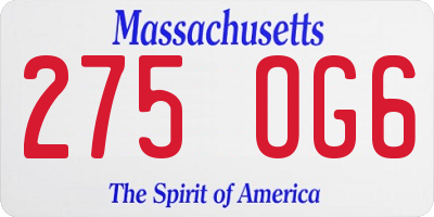MA license plate 275OG6