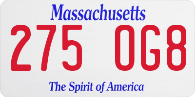 MA license plate 275OG8