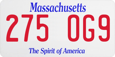 MA license plate 275OG9
