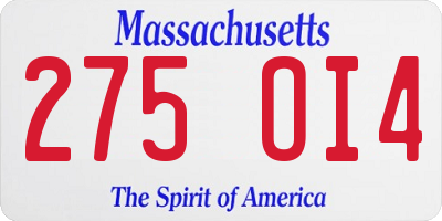 MA license plate 275OI4