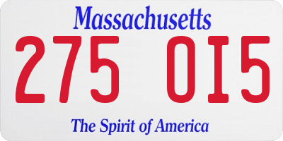 MA license plate 275OI5