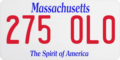 MA license plate 275OL0