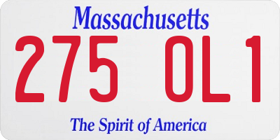 MA license plate 275OL1
