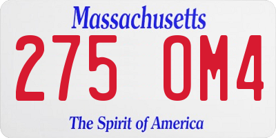 MA license plate 275OM4