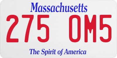 MA license plate 275OM5