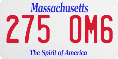 MA license plate 275OM6