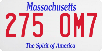 MA license plate 275OM7