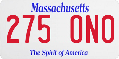 MA license plate 275ON0