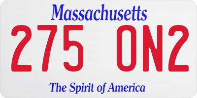 MA license plate 275ON2
