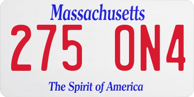 MA license plate 275ON4