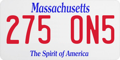 MA license plate 275ON5