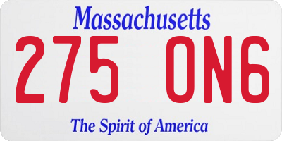 MA license plate 275ON6