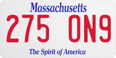MA license plate 275ON9