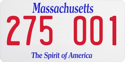 MA license plate 275OO1