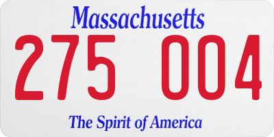 MA license plate 275OO4