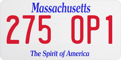 MA license plate 275OP1