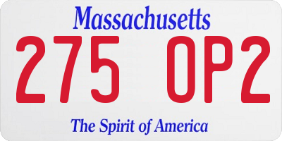 MA license plate 275OP2