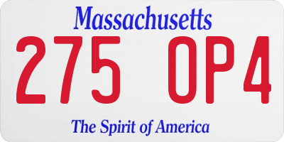 MA license plate 275OP4