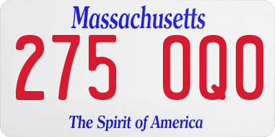 MA license plate 275OQ0