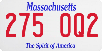 MA license plate 275OQ2