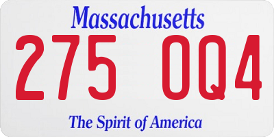 MA license plate 275OQ4