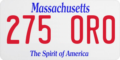 MA license plate 275OR0