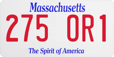 MA license plate 275OR1