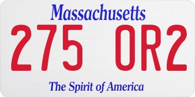 MA license plate 275OR2