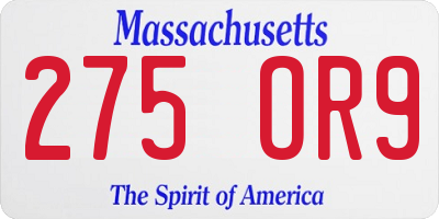 MA license plate 275OR9