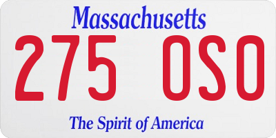 MA license plate 275OS0