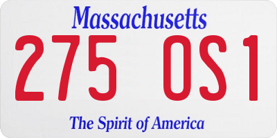 MA license plate 275OS1