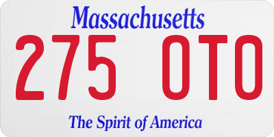 MA license plate 275OT0