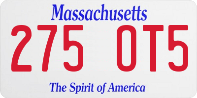 MA license plate 275OT5