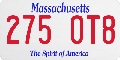 MA license plate 275OT8