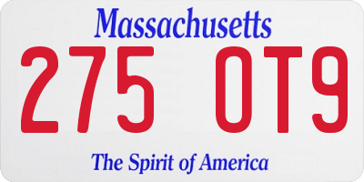 MA license plate 275OT9