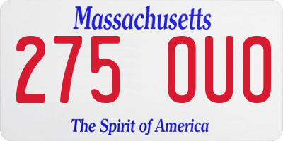 MA license plate 275OU0
